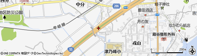 徳島県阿南市津乃峰町（中分）周辺の地図