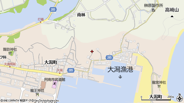 〒774-0022 徳島県阿南市大潟町の地図