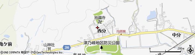 徳島県阿南市津乃峰町（西分）周辺の地図