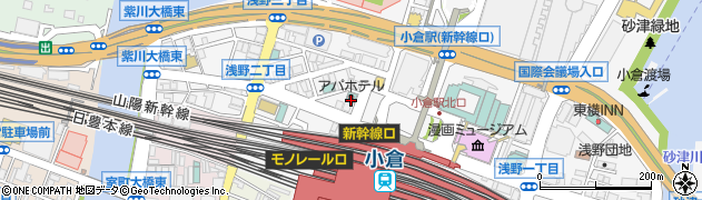 アパホテル小倉駅新幹線口周辺の地図