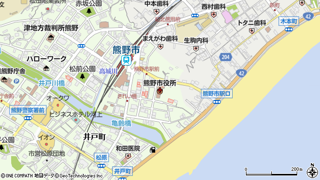 〒519-4300 三重県熊野市（以下に掲載がない場合）の地図