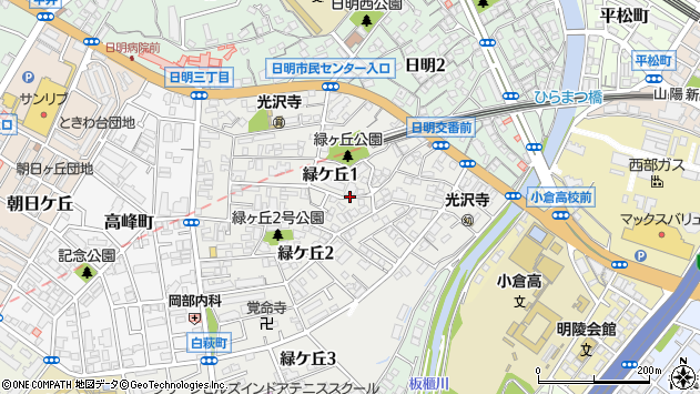 〒803-0827 福岡県北九州市小倉北区緑ケ丘の地図