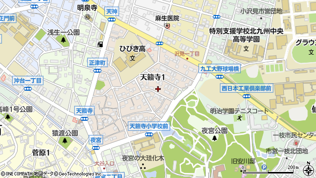 〒804-0041 福岡県北九州市戸畑区天籟寺の地図