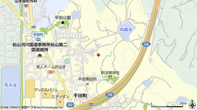 〒791-8001 愛媛県松山市平田町の地図