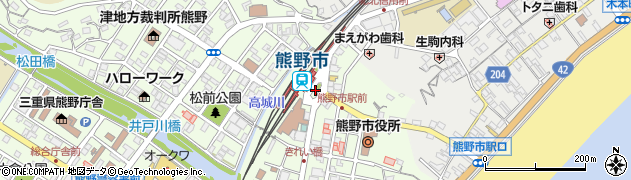熊野市駅前周辺の地図