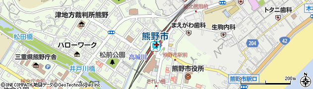 熊野市駅周辺の地図