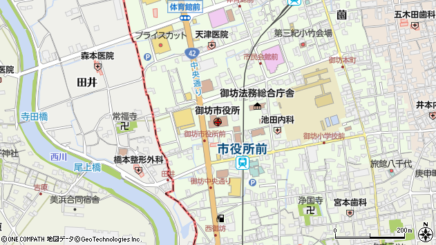 〒644-0000 和歌山県御坊市（以下に掲載がない場合）の地図