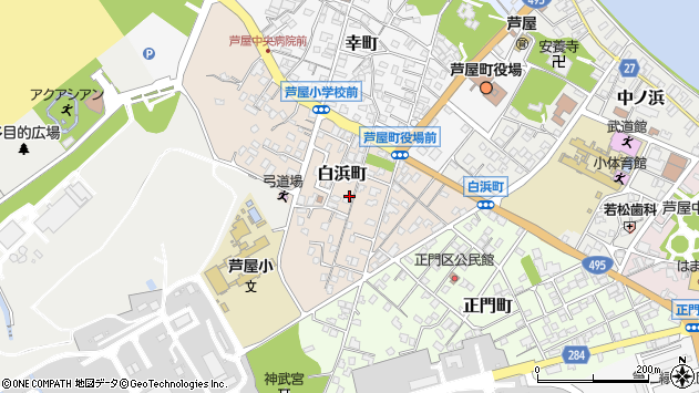 〒807-0111 福岡県遠賀郡芦屋町白浜町の地図
