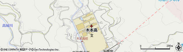 木本高校　定時制職員室周辺の地図