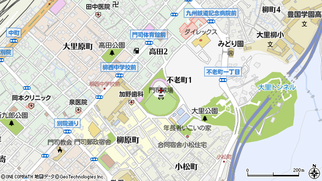 〒800-0032 福岡県北九州市門司区不老町の地図