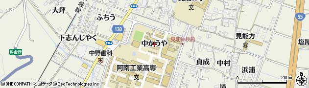 徳島県阿南市見能林町（中かうや）周辺の地図
