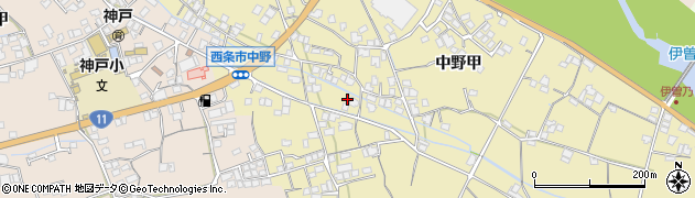 愛媛県西条市中野甲667周辺の地図