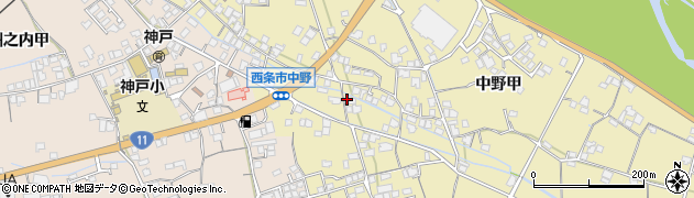 愛媛県西条市中野甲665周辺の地図