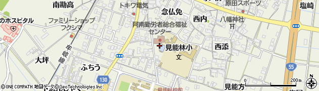 徳島県阿南市見能林町（上かうや）周辺の地図