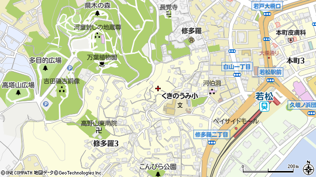 〒808-0053 福岡県北九州市若松区修多羅の地図