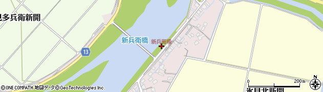 新兵衛橋周辺の地図