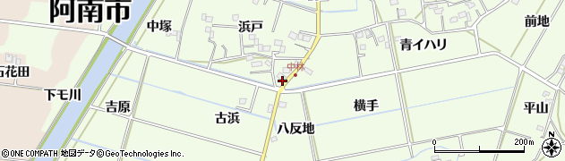徳島県阿南市中林町古浜周辺の地図