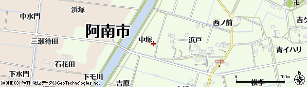 徳島県阿南市中林町（中塚）周辺の地図