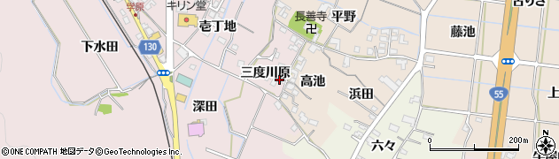徳島県阿南市学原町三度川原周辺の地図