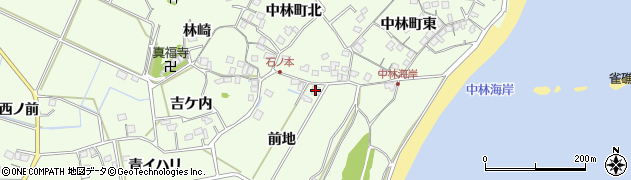 徳島県阿南市中林町（前地）周辺の地図