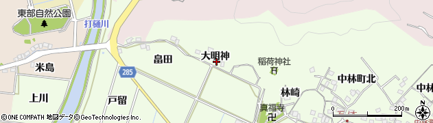 徳島県阿南市中林町（大明神）周辺の地図
