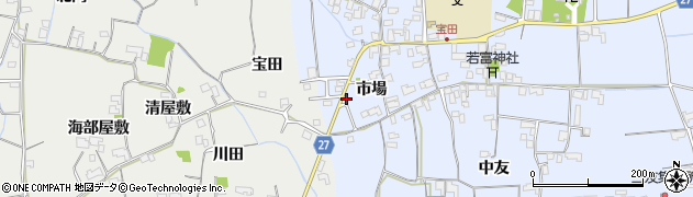 徳島県阿南市宝田町（市場）周辺の地図