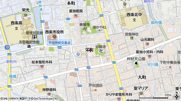 〒793-0025 愛媛県西条市栄町の地図
