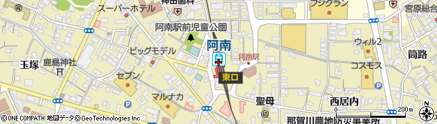 徳島県阿南市周辺の地図