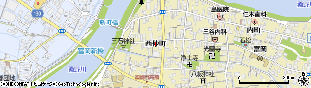 徳島県阿南市富岡町（西仲町）周辺の地図