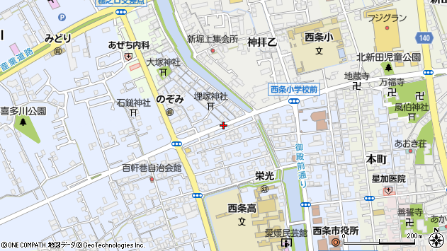 〒793-0023 愛媛県西条市明屋敷の地図