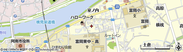 徳島県阿南市領家町（本荘ケ内）周辺の地図