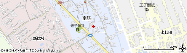 徳島県阿南市福村町（南筋）周辺の地図