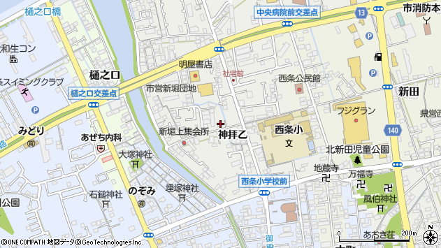 〒793-0021 愛媛県西条市神拝乙の地図