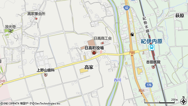 〒649-1200 和歌山県日高郡日高町（以下に掲載がない場合）の地図
