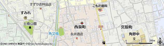 愛媛県新居浜市西泉町周辺の地図