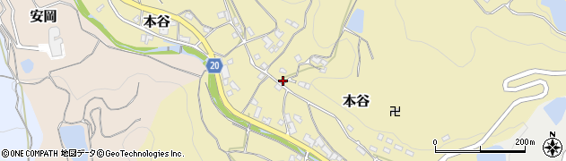 愛媛県松山市本谷周辺の地図