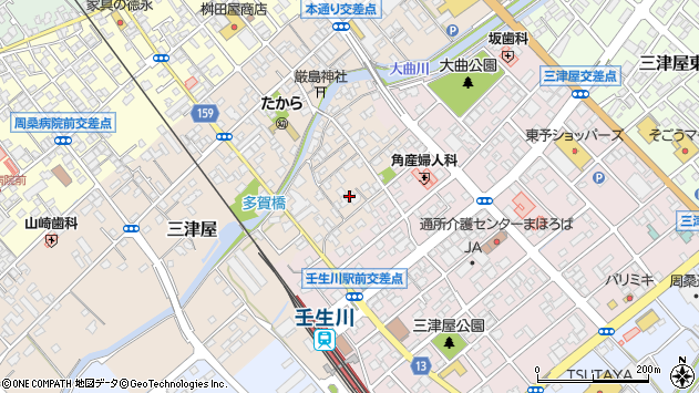 〒799-1351 愛媛県西条市三津屋の地図