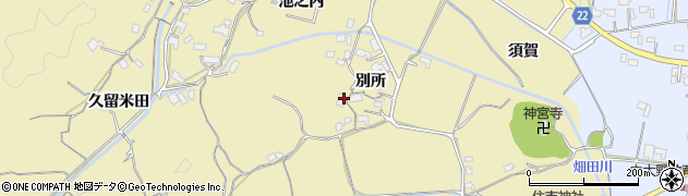 徳島県阿南市上大野町（別所）周辺の地図