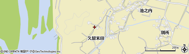 徳島県阿南市上大野町（久留米田）周辺の地図