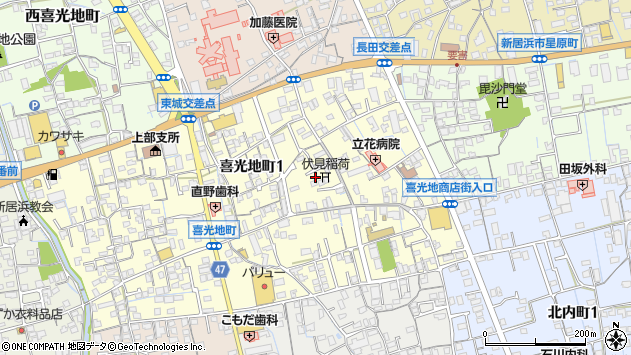 〒792-0826 愛媛県新居浜市喜光地町の地図