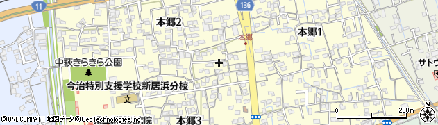 愛媛県新居浜市本郷周辺の地図
