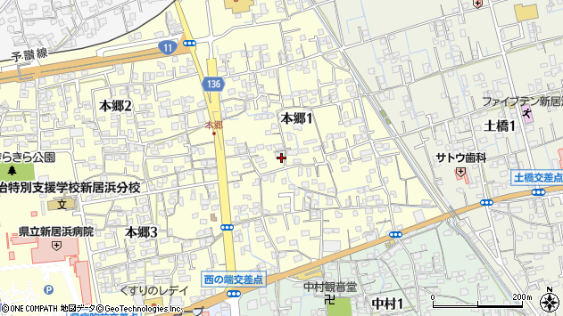 〒792-0042 愛媛県新居浜市本郷の地図
