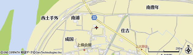 徳島県阿南市上大野町南浦周辺の地図