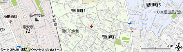 山口県宇部市笹山町周辺の地図