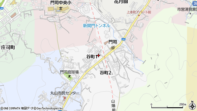 〒801-0872 福岡県北九州市門司区谷町の地図