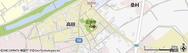 愛媛県西条市高田（正法寺）周辺の地図