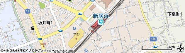 ＪＲ四国新居浜駅周辺の地図
