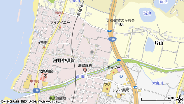 〒799-2438 愛媛県松山市河野中須賀の地図