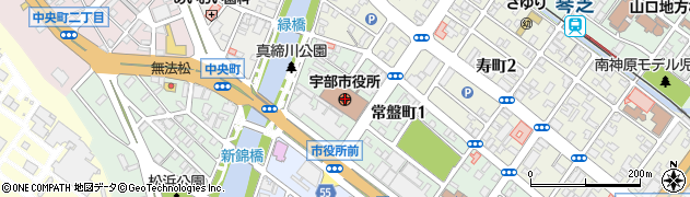 山口県宇部市周辺の地図