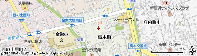 愛媛県新居浜市高木町周辺の地図
